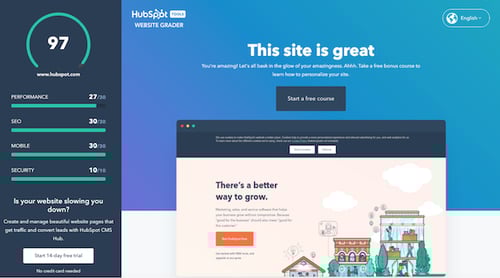 HubSpot website grader 2021-1