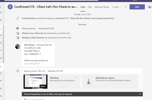 Closing Teams Call Chat 2