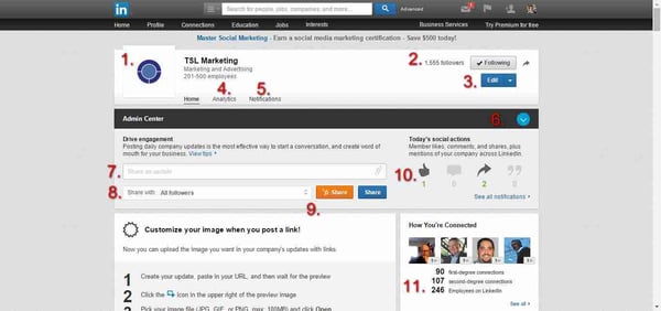 LinkedIn Company Page Navigation for Administrators