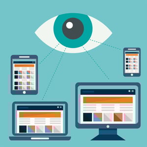 eye in the sky peering at desktop, laptop, tablet, and mobile phone